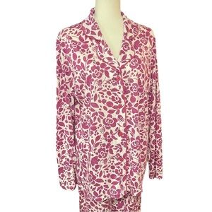 NWT Cosabella Holiday Print Pink Long Sleeve Top & Pant Pajama Set XL